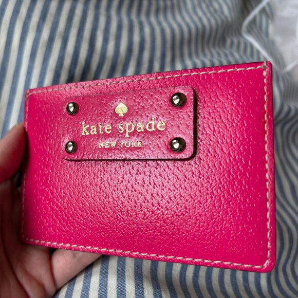 Kate Spade Hot Pink Leather Slim Cardholder - Picture 1 of 6